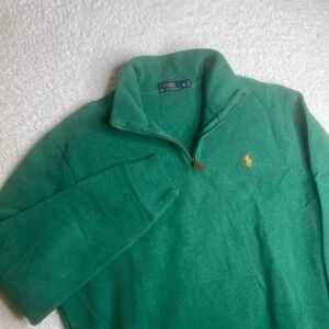 Polo Ralph Lauren men's green quarter zip sweater pullover 1/4 preppy xl